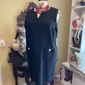 NWT 22W Karl Legerfeld Black Dress Frayed Hems